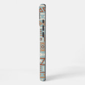 Coque iPhone 16 Plus Aztec Influence Motif Crème Bleue Terracottas (Côté gauche)