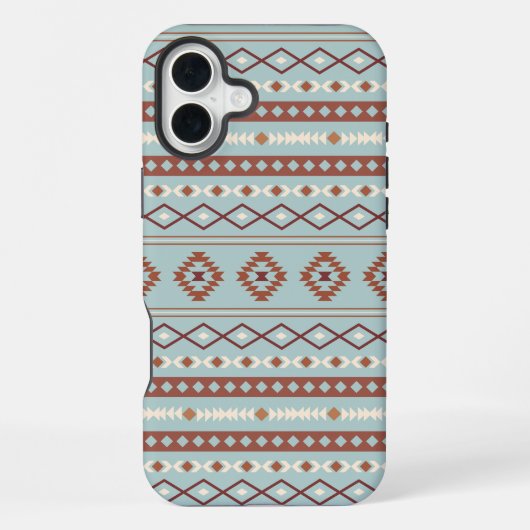 Coque iPhone 16 Plus Aztec Mixte Motif Motif Rusts Crème Bleu (Verso)