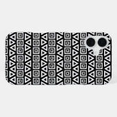 Coque iPhone 16 Plus Aztec Triangles+Motif Carré blanc sur noir (Verso Horizontal)