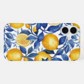Coque iPhone 16 Plus Azulejo Lemons Feuilles Bleues (Verso Horizontal)