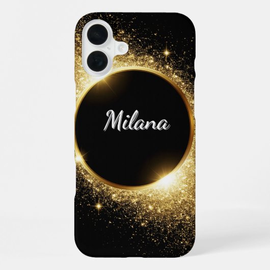 Coque iPhone 16 Plus Bague Paillettes Dorées (Verso)