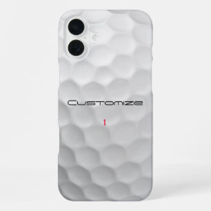 Coque iPhone 16 Plus Balle de golf blanche texturée avec nom et numéro