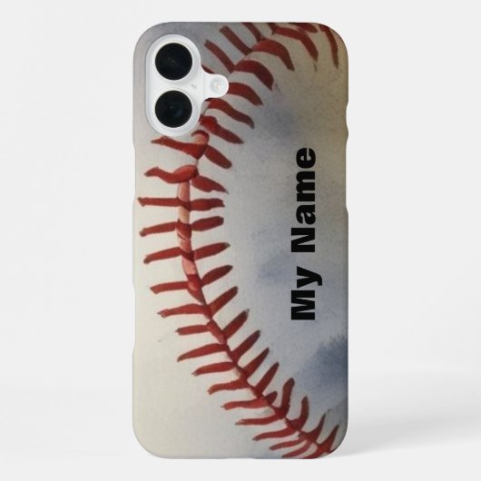 Coque iPhone 16 Plus Baseball Votre Nom (Verso)