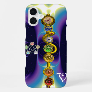 COQUE iPhone 16 PLUS BÂTON D'ASCLEPIUS 7 CHAKRAS, YOGA, ÉNERGIE SPIRITU