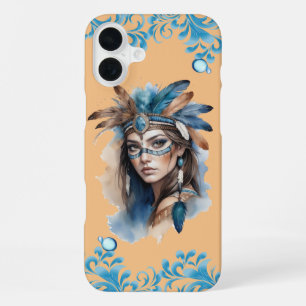 Coque iPhone 16 Plus Beauté Tribale Aquarelle : Esprit de l'Art Bohème