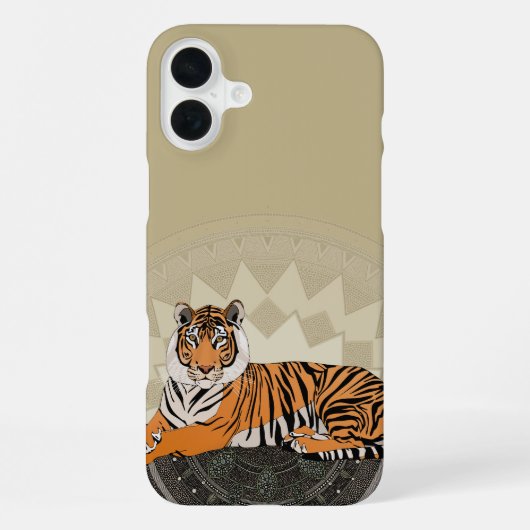 Coque iPhone 16 Plus bengale tiger mandala bambou (Verso)