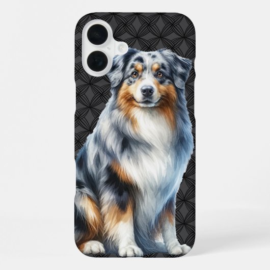 COQUE iPhone 16 PLUS BERGER AUSTRALIEN FLUFFY À POILS LONGS (Verso)
