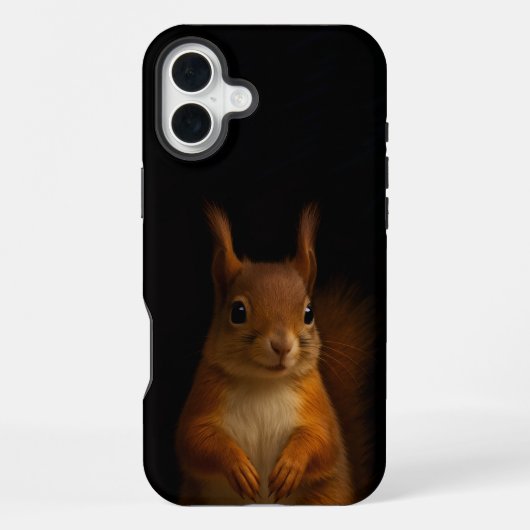 Coque iPhone 16 Plus Black 4 Luxe iPhone 16 Plus Mate, écureuil rouge (Verso)