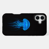 Coque iPhone 16 Plus Black 4 Luxe iPhone 16 Plus Mate, Méduse Bleue (Verso Horizontal)