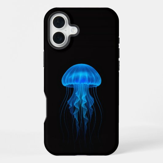 Coque iPhone 16 Plus Black 4 Luxe iPhone 16 Plus Mate, Méduse Bleue (Verso)