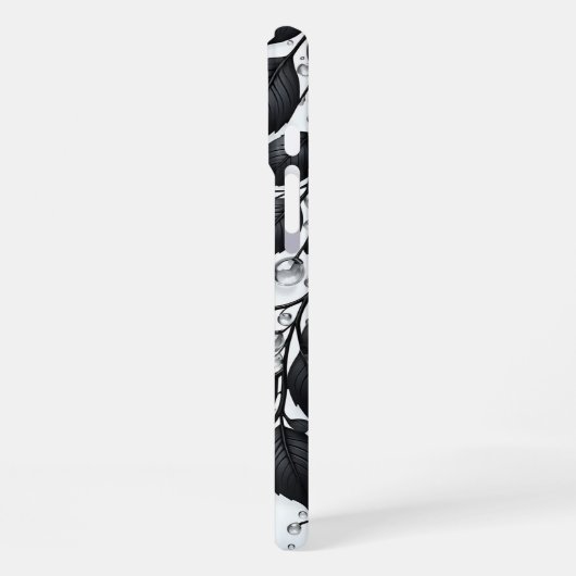 Coque iPhone 16 Plus Black Blant Leaves iPhone 16 case (Côté gauche)