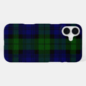 Coque iPhone 16 Plus Black Watch Tartan bleu vert Plaid (Verso Horizontal)