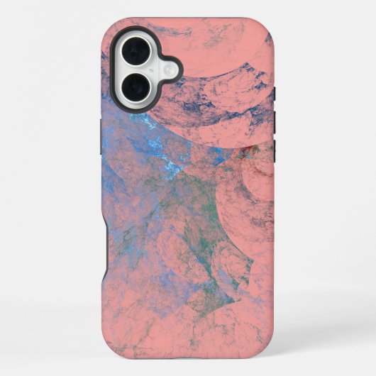 Coque iPhone 16 Plus bleu Abstrait vert et rose (Verso)