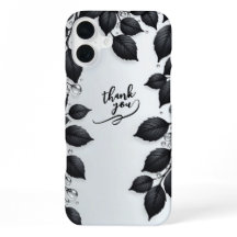 Boîtier iPhone 16 à feuilles de plante noires