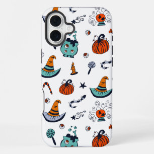 Coque iPhone 16 Plus Boîtier iPhone blanc Halloween mignon et effrayant