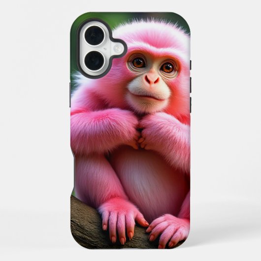 Coque iPhone 16 Plus Boîtier téléphonique rose singe (Verso)
