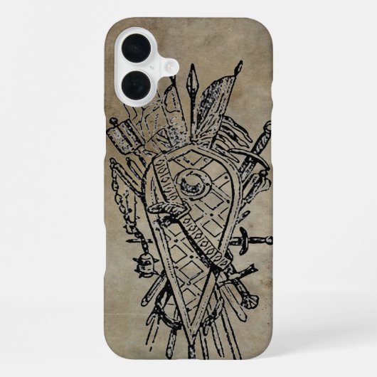 Coque iPhone 16 Plus Bouclier des épées Faux Cuir (Verso)