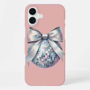 Coque iPhone 16 Plus Boule de disco rose