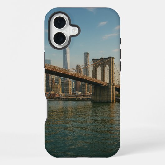 Coque iPhone 16 Plus Brooklyn Bridge et NYC Skyline (Verso)