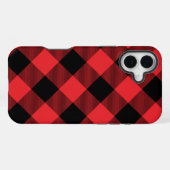 Coque iPhone 16 Plus Buffalo Plaid Red Black Check (Verso Horizontal)