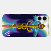 COQUE iPhone 16 PLUS CADUCÉE MONOGRAMME OR (Verso Horizontal)