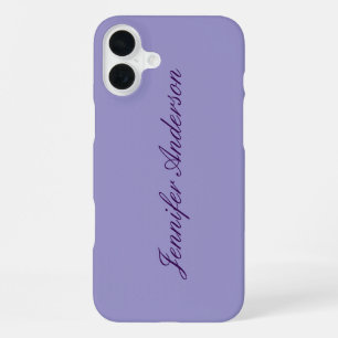Coque iPhone 16 Plus Calligraphie Pastel Pale Purple Personnalisé