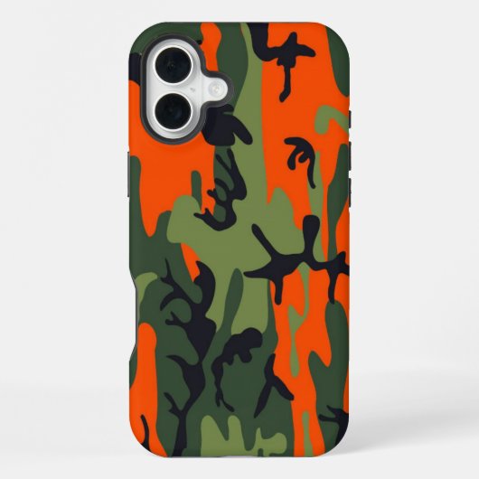 Coque iPhone 16 Plus Camouflage orange vert militaire (Verso)