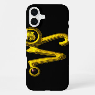 Coque iPhone 16 Plus CAPRICORNE Signe du zodiaque OR, Onyx noir