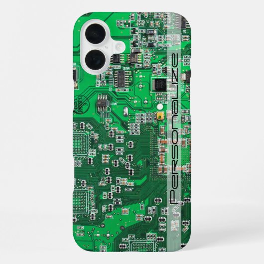 Coque iPhone 16 Plus Carte circuit imprimé circuit vert PCB (Verso)
