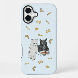 Coque iPhone 16 Plus Carte d'anniversaire Chat et Pâtes