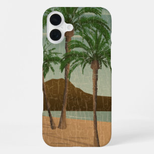 Coque iPhone 16 Plus Carte postale vintage en détresse de la plage de W