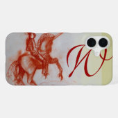 Coque iPhone 16 Plus CAVALIER FLORENTIN À CHEVAL monogramme (Verso Horizontal)