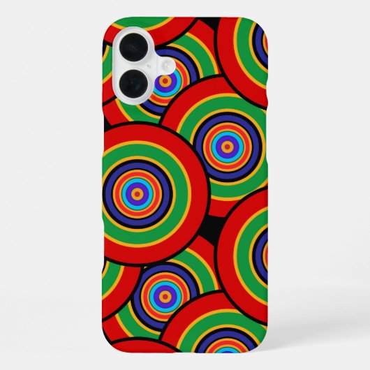 Coque iPhone 16 Plus Cercles et anneaux rétro (Verso)