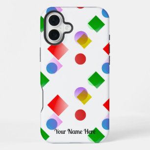 Coque iPhone 16 Plus Cercles et Carrés vivants et colorés