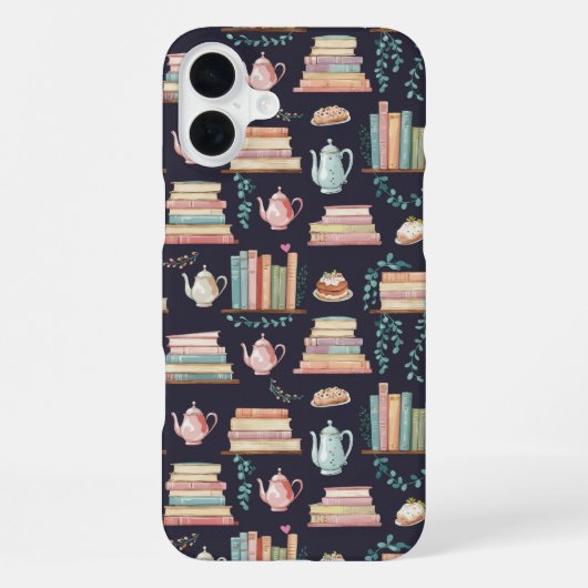 Coque iPhone 16 Plus Charme de bibliothèque cosy (Verso)