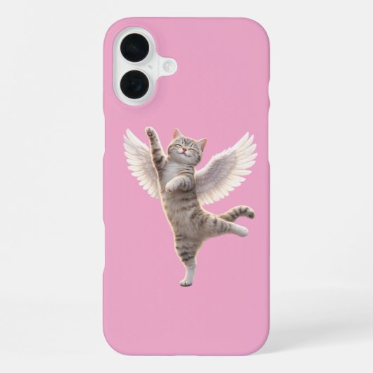 Coque iPhone 16 Plus Chat Ange Danseur avec des Ailes (Verso)