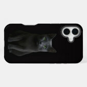 Coque iPhone 16 Plus Chat bleu russe Black 4 Luxe iPhone 16 Plus (Verso Horizontal)