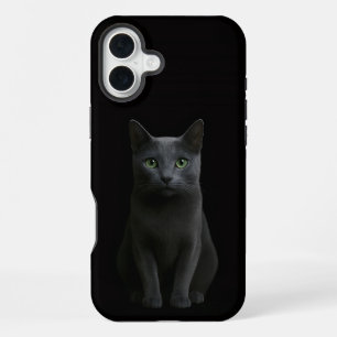 Coque iPhone 16 Plus Chat bleu russe Black 4 Luxe iPhone 16 Plus