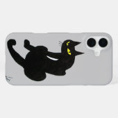Coque iPhone 16 Plus CHAT NOIR gris (Verso Horizontal)