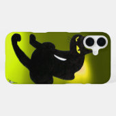 Coque iPhone 16 Plus CHAT NOIR jaune (Verso Horizontal)