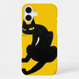 Coque iPhone 16 Plus CHAT NOIR NINJA Jaune vibrant