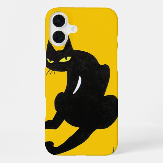 Coque iPhone 16 Plus CHAT NOIR NINJA Jaune vibrant (Verso)