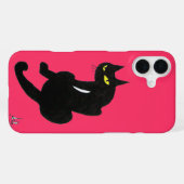 Coque iPhone 16 Plus CHAT NOIR NINJA rose (Verso Horizontal)