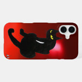 Coque iPhone 16 Plus CHAT NOIR NINJA rouge rubis (Verso Horizontal)