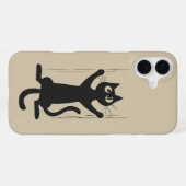Coque iPhone 16 Plus Chat noir qui se retient (Verso Horizontal)