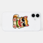 Coque iPhone 16 Plus Chat pastèque cool (Verso Horizontal)