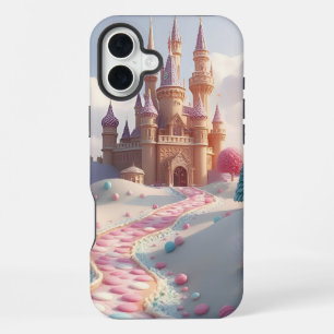 Coque iPhone 16 Plus Château de fée Snowy Pink Candyland