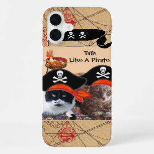 COQUE iPhone 16 PLUS CHATS PIRATES CARTES ET DRAPEAUX DE TRÉSOR ANTIQUE
