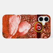 COQUE iPhone 16 PLUS CHÈQUES BLANCS EN MONOGRAM ROUGE (Verso Horizontal)