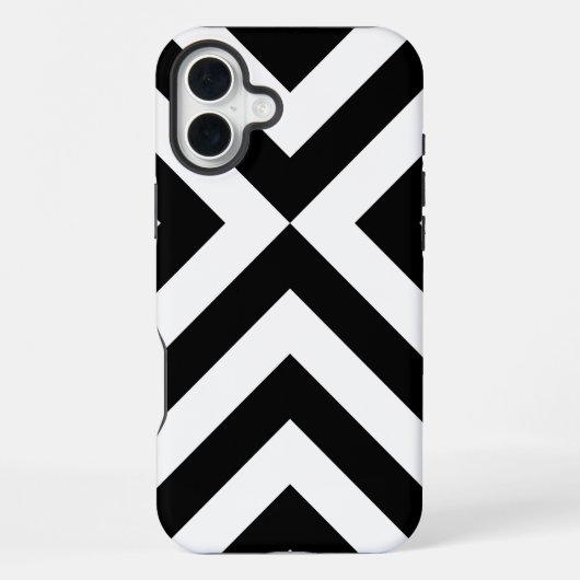 Coque iPhone 16 Plus Chevron noir et blanc (Verso)
